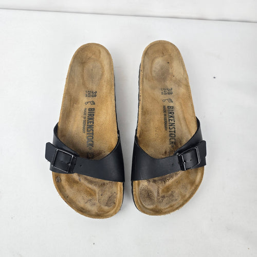 Birkenstock Madrid Black Birko Flor Sandals Size 7.5