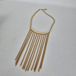 Vintage Gold Tone Fringe Tassel Statement Necklace