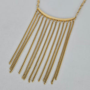 Vintage Gold Tone Fringe Tassel Statement Necklace