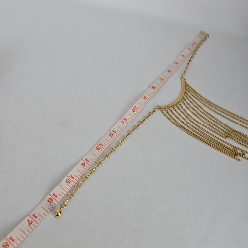 Vintage Gold Tone Fringe Tassel Statement Necklace