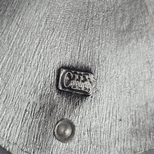 Vintage Celebrity Brushed Pewter Geometric Pendant Necklace