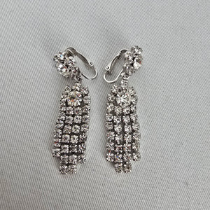 Vintage Sherman Rhinestone Chandelier Clip On Earrings