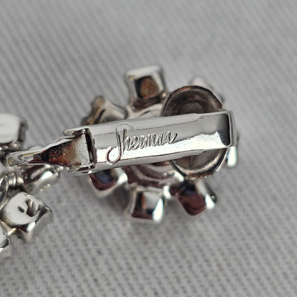Vintage Sherman Rhinestone Chandelier Clip On Earrings