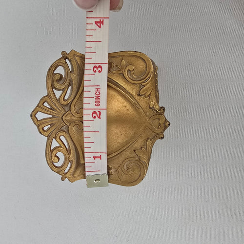 Vintage Art Nouveau Style Gold Tone Trinket Box with Green Satin Lining