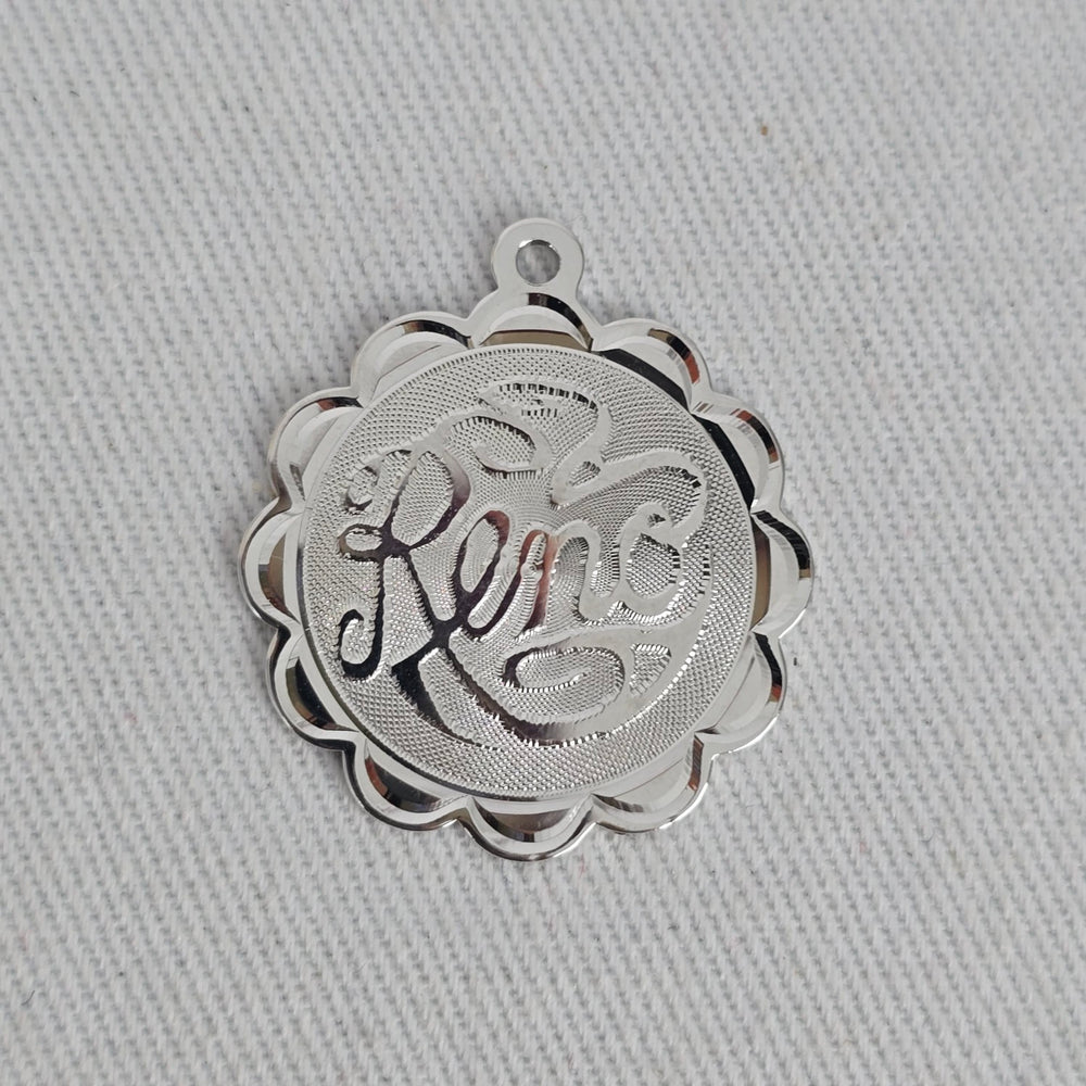 Vintage Reno Nevada Sterling Silver Floral Scalloped Pendant Bracelet Charm
