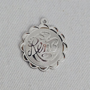 Vintage Reno Nevada Sterling Silver Floral Scalloped Pendant Bracelet Charm