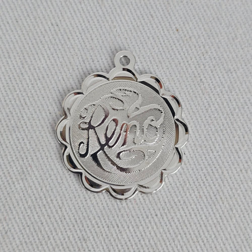 Vintage Reno Nevada Sterling Silver Floral Scalloped Pendant Bracelet Charm