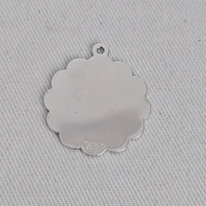 Vintage Reno Nevada Sterling Silver Floral Scalloped Pendant Bracelet Charm