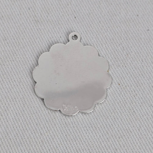 Vintage Reno Nevada Sterling Silver Floral Scalloped Pendant Bracelet Charm