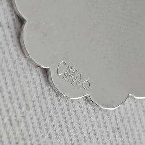 Vintage Reno Nevada Sterling Silver Floral Scalloped Pendant Bracelet Charm