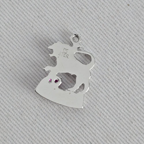 Vintage Sterling Silver Leo Zodiac Lion Bracelet Charm with Pink Stone