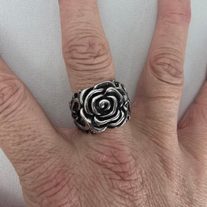 Spikes Stainless Steel Rose Ring Size 9