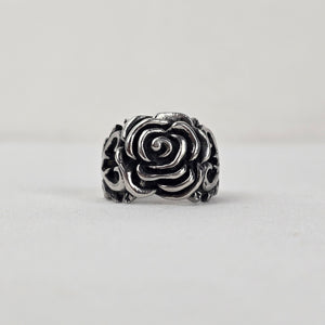 Spikes Stainless Steel Rose Ring Size 9