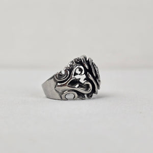Spikes Stainless Steel Rose Ring Size 9