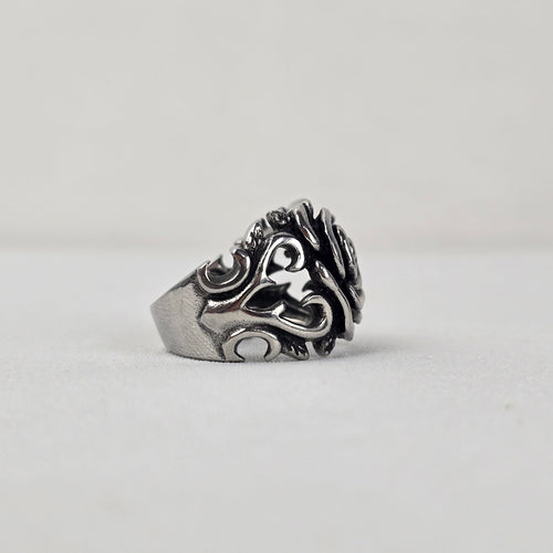 Spikes Stainless Steel Rose Ring Size 9