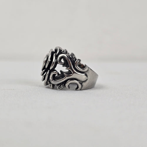 Spikes Stainless Steel Rose Ring Size 9