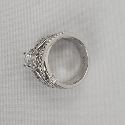 S925 Sterling Silver Multi Band Crystal Statement Ring size 8