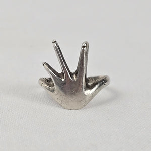 Vintage Taxco Mexican 925 Sterling Silver Open-Finger Hand Ring Size 8