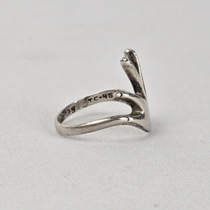 Vintage Taxco Mexican 925 Sterling Silver Open-Finger Hand Ring Size 8