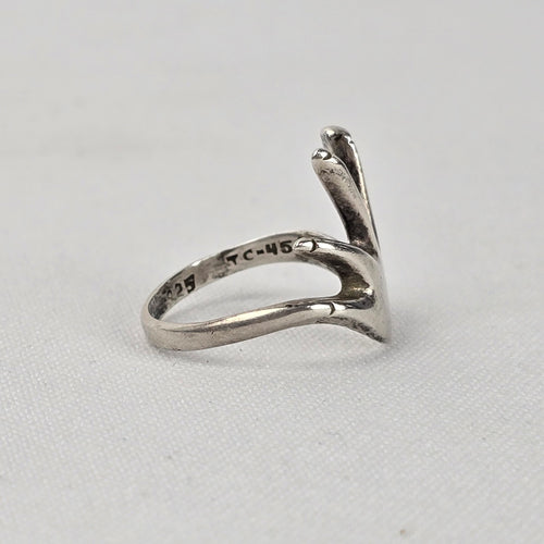 Vintage Taxco Mexican 925 Sterling Silver Open-Finger Hand Ring Size 8