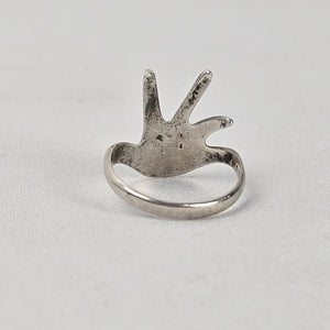 Vintage Taxco Mexican 925 Sterling Silver Open-Finger Hand Ring Size 8