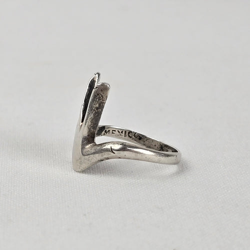 Vintage Taxco Mexican 925 Sterling Silver Open-Finger Hand Ring Size 8