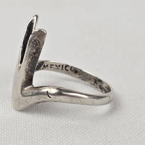 Vintage Taxco Mexican 925 Sterling Silver Open-Finger Hand Ring Size 8