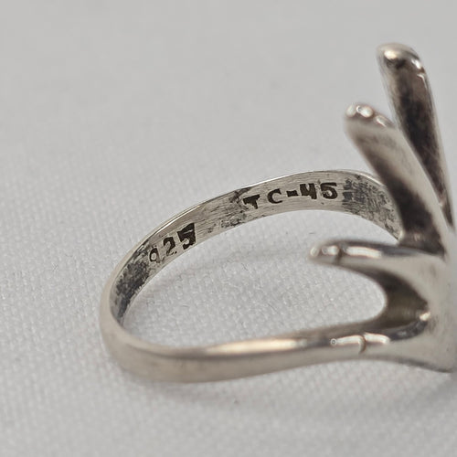 Vintage Taxco Mexican 925 Sterling Silver Open-Finger Hand Ring Size 8