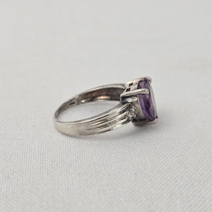 Sterling Silver Amethyst Heart Ring Size 7
