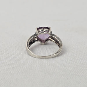 Sterling Silver Amethyst Heart Ring Size 7