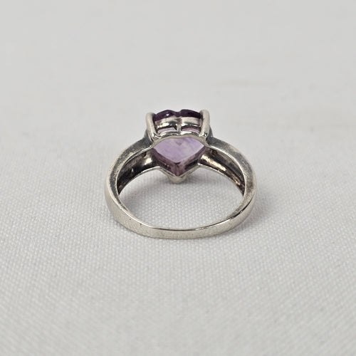 Sterling Silver Amethyst Heart Ring Size 7