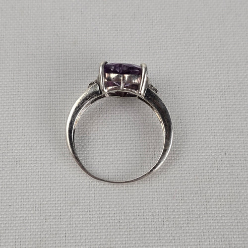 Sterling Silver Amethyst Heart Ring Size 7