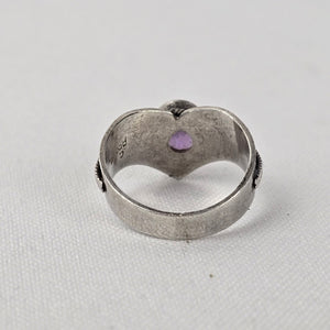 Sterling Silver Purple Amethyst Oval Gemstone Vintage Statement Ring Size 6