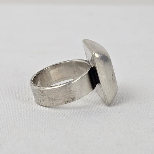 925 Sterling Silver Abalone Shell Square Statement Ring Size 8