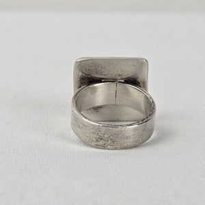 925 Sterling Silver Abalone Shell Square Statement Ring Size 8