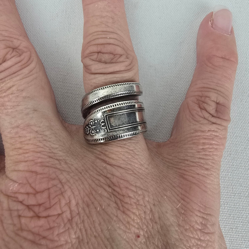 Vintage Community Plate Repurposed Wrap Ring Size 7