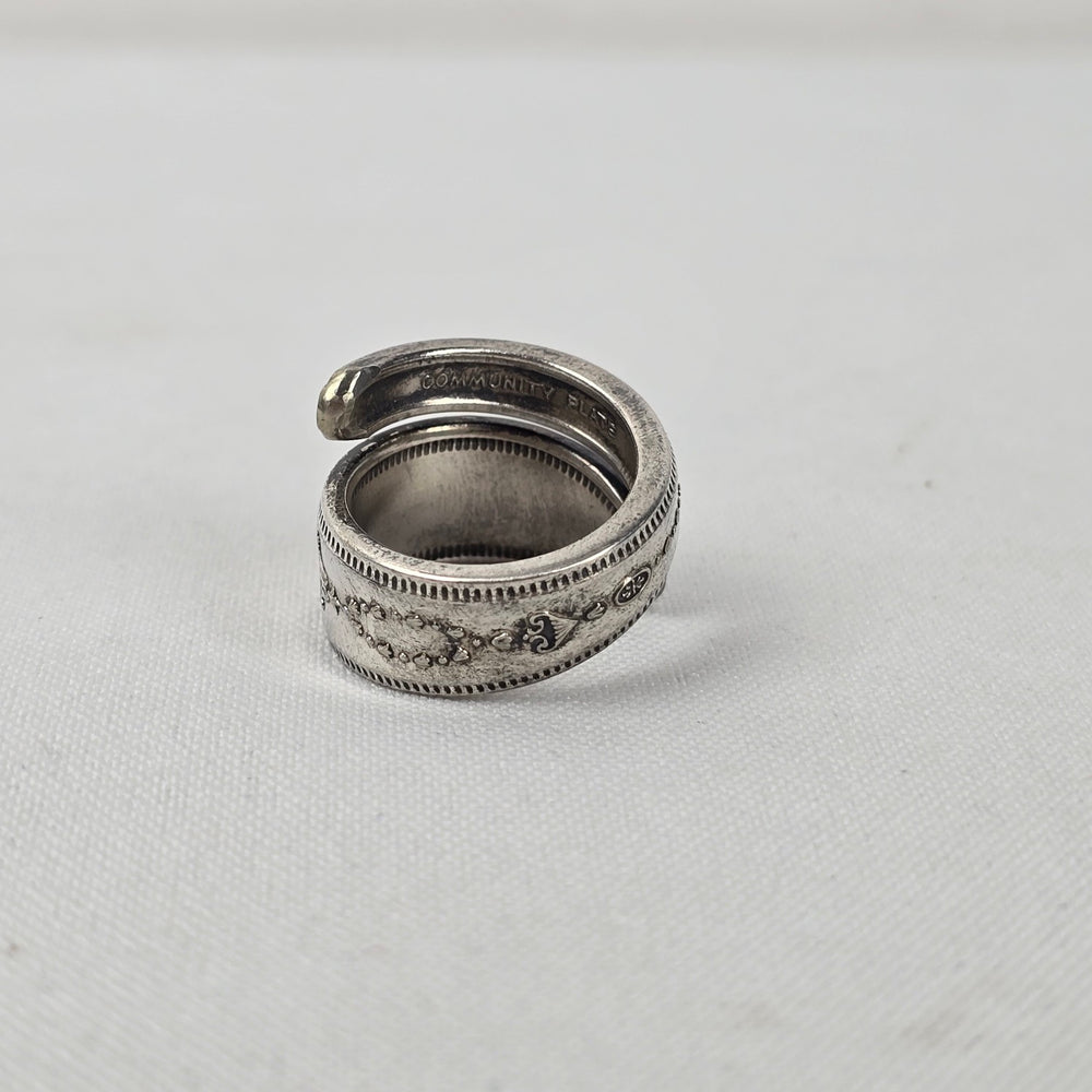 Vintage Community Plate Repurposed Wrap Ring Size 7