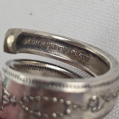 Vintage Community Plate Repurposed Wrap Ring Size 7