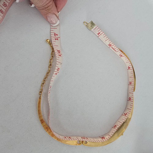 Vintage Gold-Tone Statement Collar Necklace with Green Stone Accents