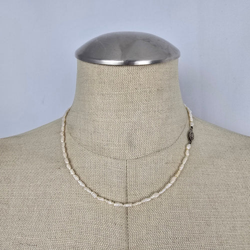Vintage Freshwater Pearl Necklace with Sterling Silver Clasp