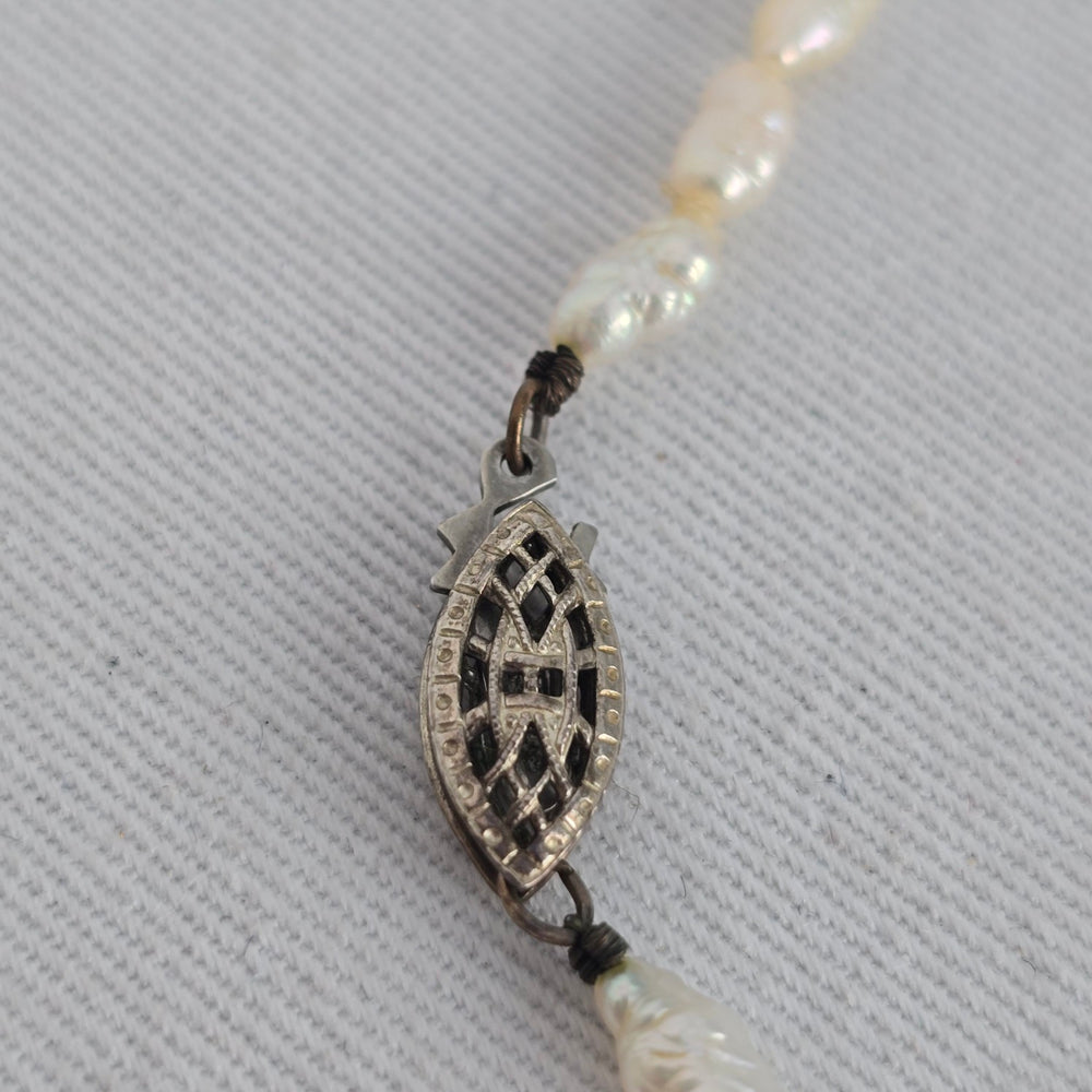 Vintage Freshwater Pearl Necklace with Sterling Silver Clasp