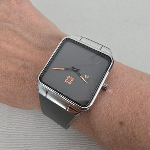 Givenchy Swiss Made Watch Square Grey Dial, 4G Monogram Rubber Strap