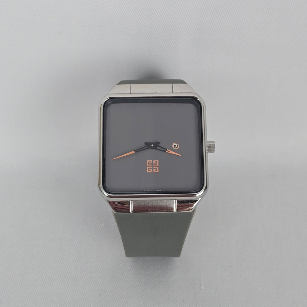 Givenchy Swiss Made Watch Square Grey Dial, 4G Monogram Rubber Strap