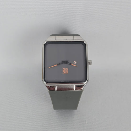 Givenchy Swiss Made Watch Square Grey Dial, 4G Monogram Rubber Strap