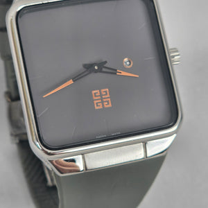 Givenchy Swiss Made Watch Square Grey Dial, 4G Monogram Rubber Strap