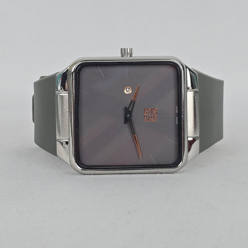 Givenchy Swiss Made Watch Square Grey Dial, 4G Monogram Rubber Strap