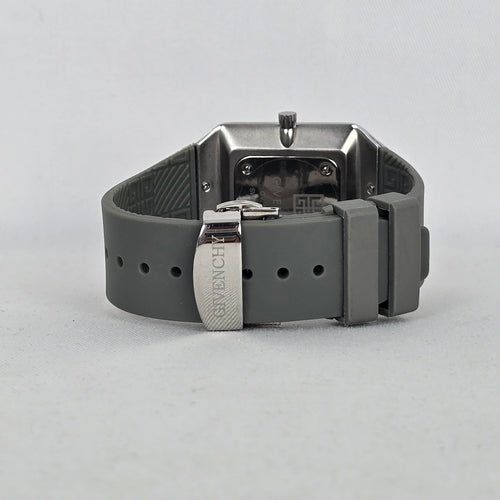 Givenchy Swiss Made Watch Square Grey Dial, 4G Monogram Rubber Strap