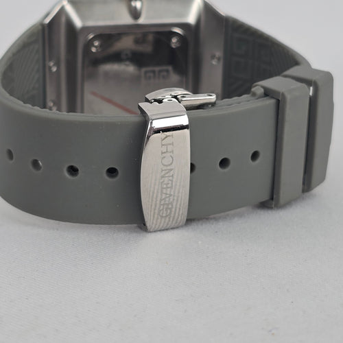 Givenchy Swiss Made Watch Square Grey Dial, 4G Monogram Rubber Strap
