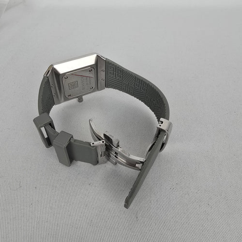 Givenchy Swiss Made Watch Square Grey Dial, 4G Monogram Rubber Strap