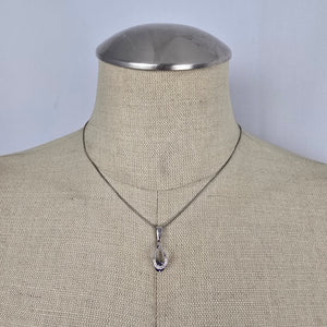 Sterling Silver Purple Crystal Teardrop Necklace & Earrings Set